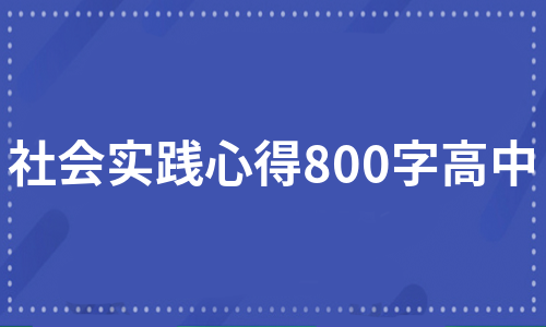 社会实践心得800字高中（汇总11篇）