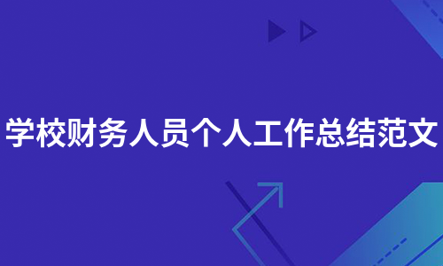 学校财务人员个人工作总结范文（精选20篇）